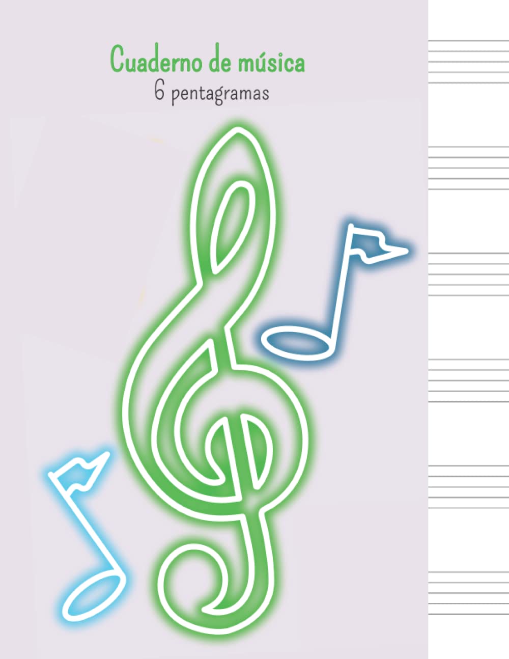Cahier de pentagrammes pour enfants à 6 larges portées facilitant le solfège