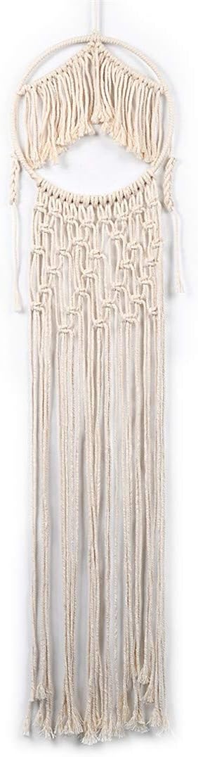 VJUKUBCUTE Dream Catcher Shape Macrame Fringe Tapestry Boho Decor Shabby Chic Wall Hanging Wedding Backdrop Arch Window Covering Headboard Curtain,21.5Cm W X 93Cm L