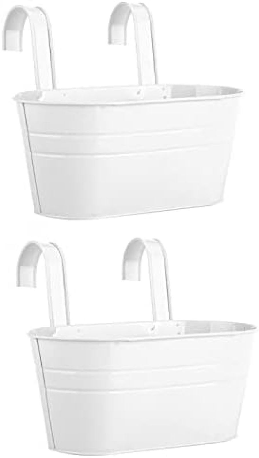Owalna Metalowa Doniczka, Wisząca Donica Do Sadzenia, Z Otworami Drenażowymi Zapobiegającymi Gromadzeniu Się Wody, Dekoracja W Stylu Wiejskim (White)