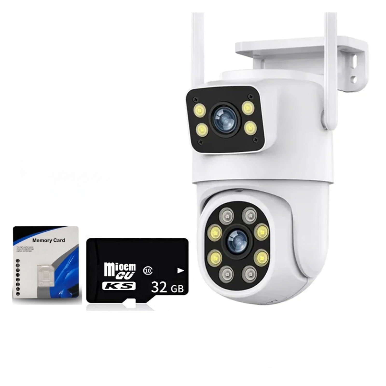 Kamery Monitoringu, 4K 8MP podwójny obiektyw kamera PTZ Full HD podwójny ekran Ai ludzkie automatyczne śledzenie zewnętrzna kamera bezpieczeństwa 4MP kamera monitorująca(4MP Add 32G Card)