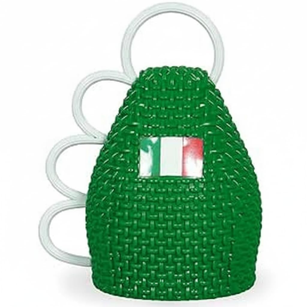 BRILY Caxirola Italia, Sonaglio Verde in Plastica con Bandiera Italiana, Impugnatura con Anelli, Gadget da Stadio
