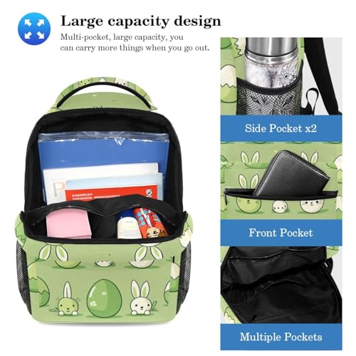 Cartable ensemble de 2 pièces vert avec sac à dos école et trousse lapin de Pâques