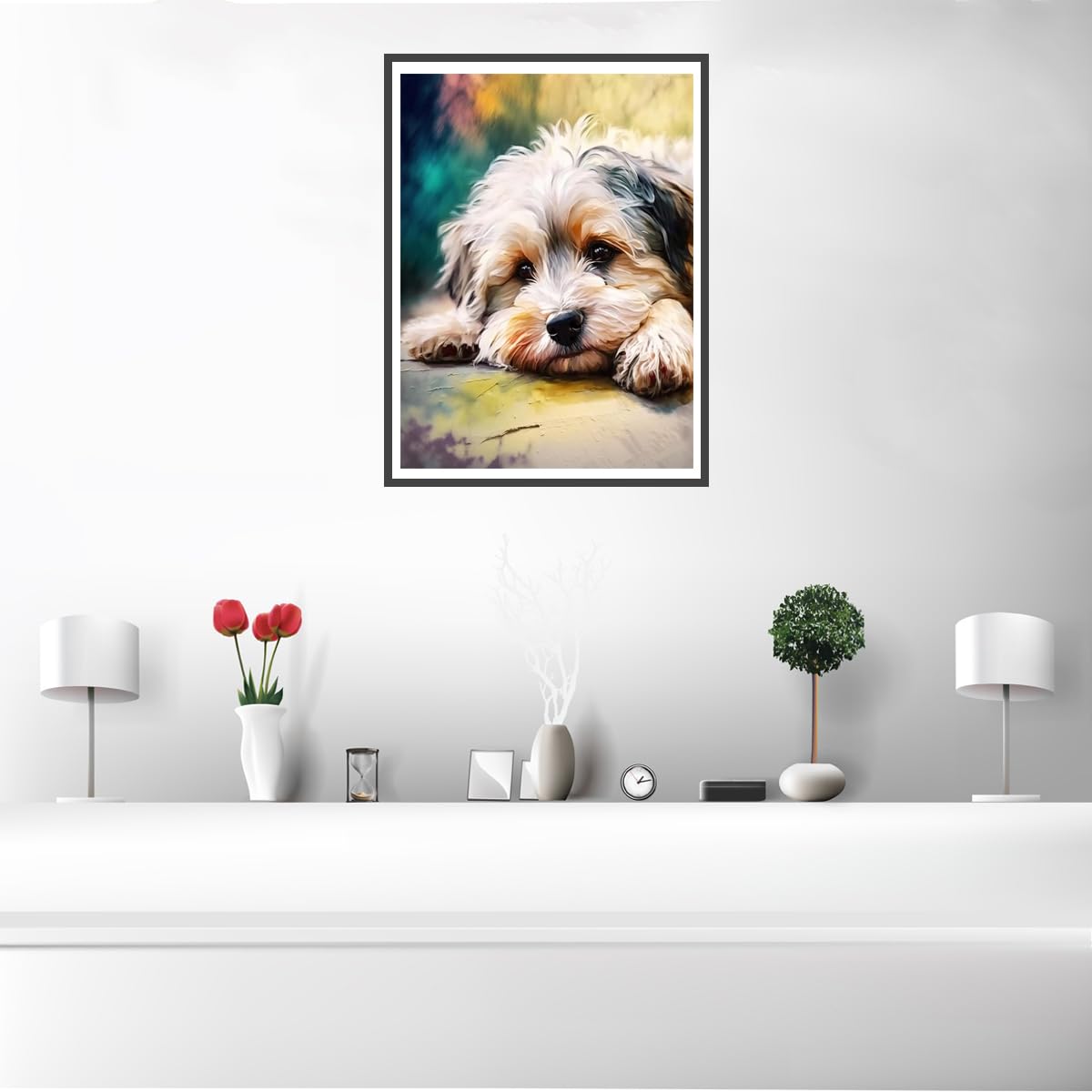 UPABLUNSO Kit Fai da Te per Pittura a Mosaico con Diamanti Colorati, Motivo: Cane Principiante, Decorazione da Parete o come Regalo, 30,5 x 40,6 cm