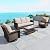 SUNSHINE VALLEY 4 Pieces Patio Furniture Set with Swivel Chairs, High Back Wicker Rattan Sofa with Extra Thick Cushion and Coffee Table, Outdoor Conversation Set for Garden Backyard Deck,Beige