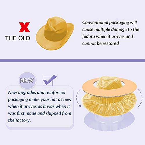 Image of KUJUHA Wide Brim Fedora Hats for Women Men Two Tone Dress Hat Felt Panama Hat