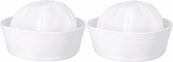 2 Pack White Sailor Hats, Nautical Captain Caps for Cruise Yacht Parties