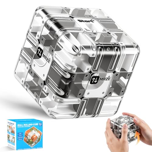 Cubo Laberinto 3d Grande con Bola, Cubo Laberinto 3d Transparente para El Pensamiento Lógico, El Alivio del Estrés & El Aprendizaje Sensorial, Laberinto Cubo 3d para Niños a Partir de 3 Años y Adultos