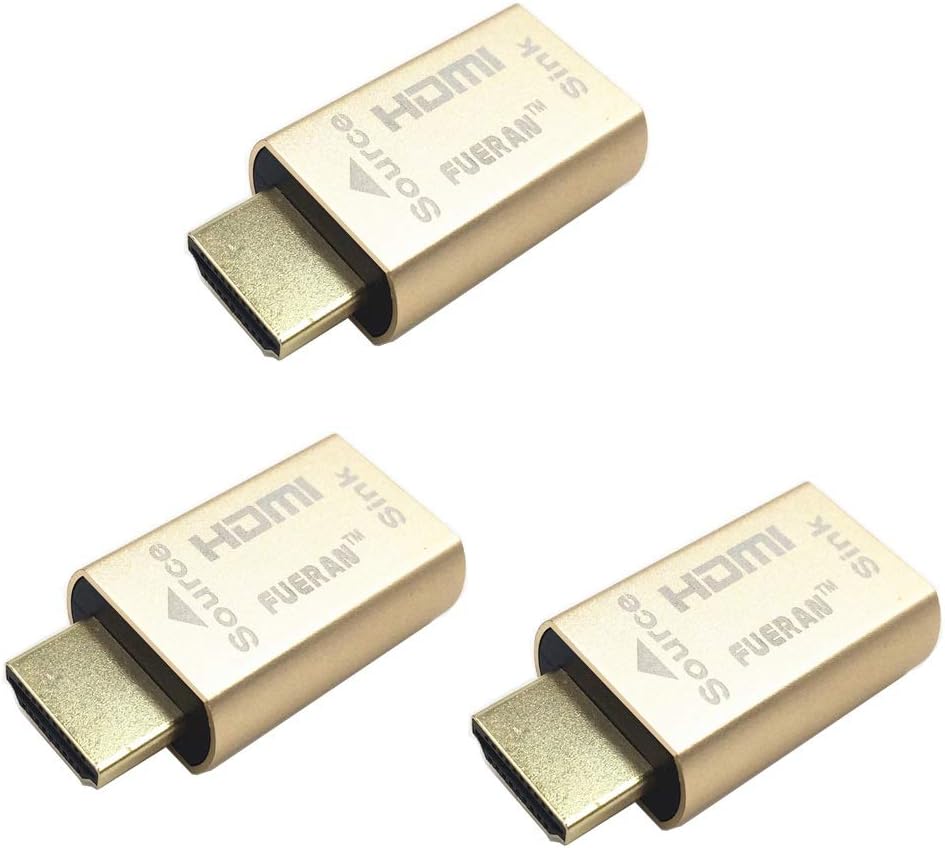 Hdmi Edid Emulator Passthrough Dongle Eliminated Emulator Adapter 3rd Generrtion Work with Mac Thunderbolt to HDMI Switches/Extender/AV Receiver/Video Splitters -1280x800@60Hz-3pack