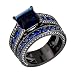 JunXin Two Pieces Black Gold Bridal Wedding Set Princess Cut Sapphire Blue Main Stone Size5/6/7/8/9/10/11(5)