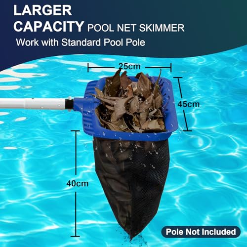Épuisette de piscine POOLAZA avec filet profond robuste noir et cadre stable - 3