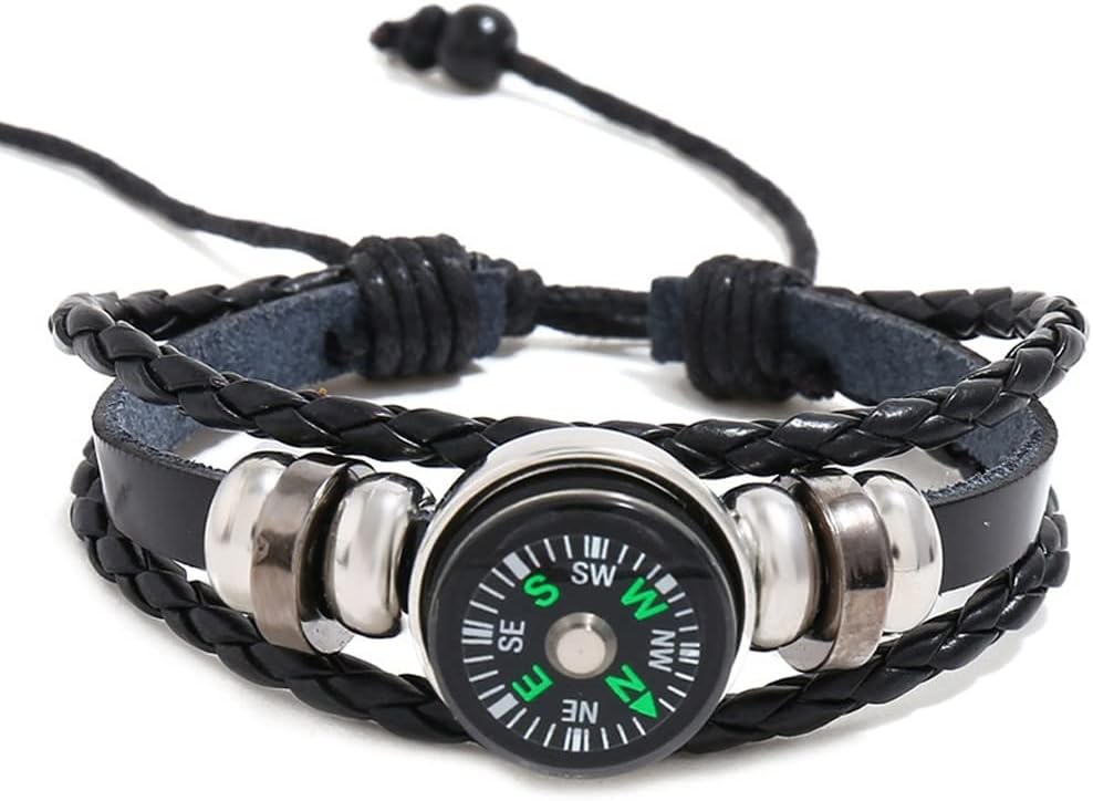 Wrist Compass Outdoor Camping Tool Survival Adventure Hiking Gear PU Braided Wrist Band Gear