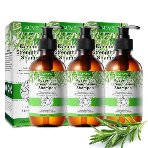 P-Beauty Rosmarin Shampoo für Haarwachstum 3x300ml | Pflegeshampoo gegen Haarausfall, Kopfhautshampoo | Rosmarin Mint Stärkungsshampoo Anti-Haarausfall | Reparierend & Nährend für alle Haartypen