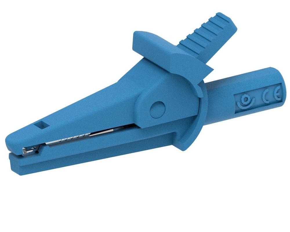 Pince crocodile bleue pour câbles électriques et prototypage rapide