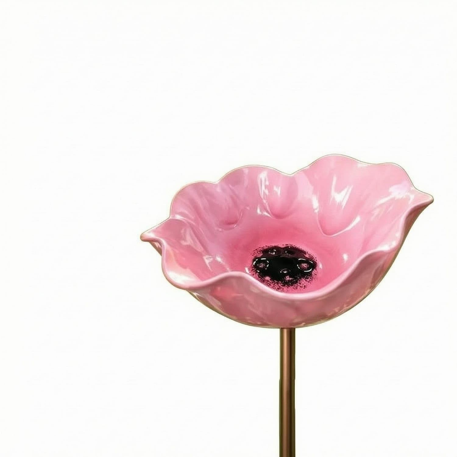 VSTORA Handmade Flower Bowl Stake Glossy Finish Metal Flower Stake Outdoor Garden Decor Slim, Pink-picture-13