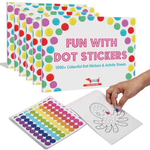 Image of CocoMoco Kids Premium Dot Stickers for Kids with 123, ABC and Animals Sticker Book -1500+ Round Stickers Fun Craft Supplies for Girls, Journaling, Labelling, Organising (Pack of 10)