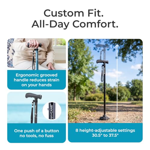 Image of HurryCane HCANE-PP-C2 Freedom Edition Foldable Walking Cane with T Handle