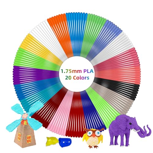 GEEETECH PLA Filament Stylo Impression 3D, Fil stylo 3d, 20 Couleurs, 5M Chacun Total 100M - filament de PLA 3D 1.75mm, Recharge stylo 3d pour MYNT3D, SCRIB3D, SAYWE 9 GEEETECH PLA Filament Stylo Impression 3D, Fil stylo 3d, 20 Couleurs, 5M Chacun Total 100M - filament de PLA 3D 1.75mm, Recharge stylo 3d pour MYNT3D, SCRIB3D, SAYWE