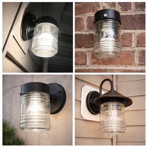 Image of 3-1 /4 inch Fitter Clear Jelly Jar Porch Glass Shade, Clear Cylindrical Replacement Glass for Wall Sconce & Outdoor Fixtures (1-Pack) AP-10501