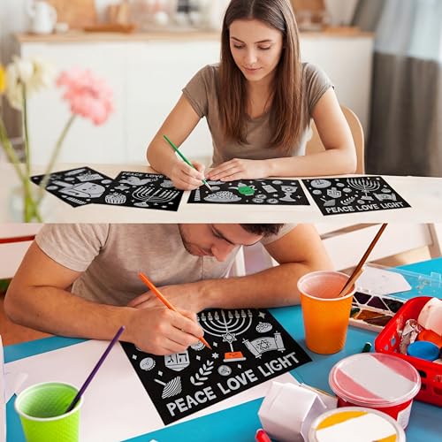 Zhanmai 30 Pcs Color Your Own Funny Hanukkah Posters DIY Happy Hanukkah Crafts Bulk Color Your Own Menorah Poster DIY Crafts for Chanukah Party Holiday Home Activities by Zhanmai - Image 4