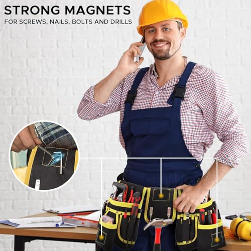 Magnetic Tool Belt with 27 Pockets