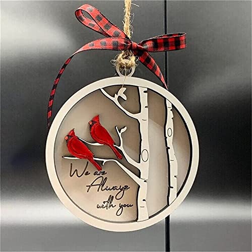 Christmas Decorations Handmade Memorial Ornament With Cardinals, 3D Layered Wood Christmas Tree Memorial Ornament- We Are Always With You, Gifts Idea For Christmas Keepsake (B) #TOP3