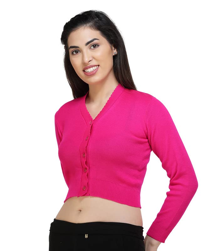 Image of Women Winter Wear V-Neck Full Sleeves Regular Fit Woollen Blouse