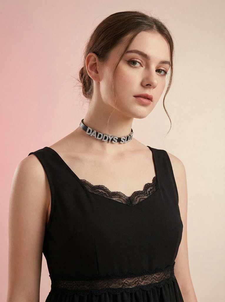 2PCS Sexy CUM Slut DADDY'S WHORE Chokers Necklaces For Valentine's Day Gift,DDLG Collar Chokers Matching Daddy Lingerie For Lover's Cosplay Costume,Punk Leather Dad Collars For Women Honey Princess Slutwife,Dating Outfit Accessories Jewelry