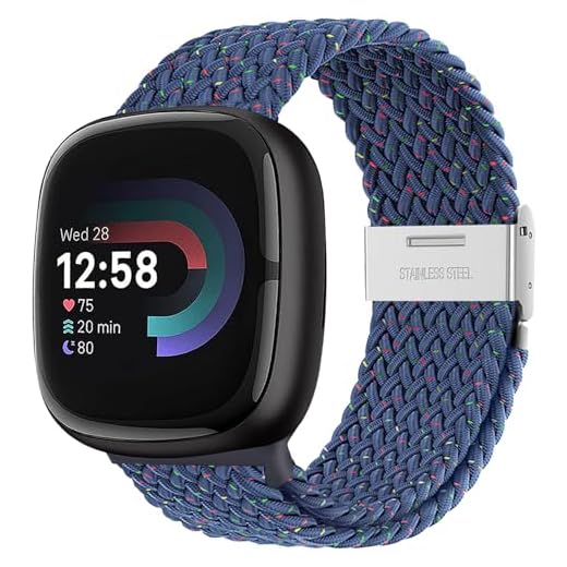 Yeahxing Braided Bands for Fitbit Versa4 - Compatble with Fitbit Versa 4/Versa 3/Sense 2/Sense1, Stretchy Braided Nylon Wristband, Secured Metal Clasp Sport Strap for Women Men, Durable, Breathable