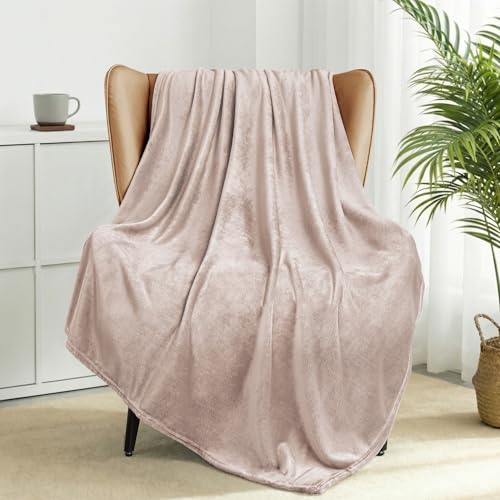 Exclusivo Mezcla Manta para Sofá y Cama de Franela, Suave y Cálida, Todas Las Estaciones, Acogedora, Afelpada y Ligera, 130x170 cm, Camel