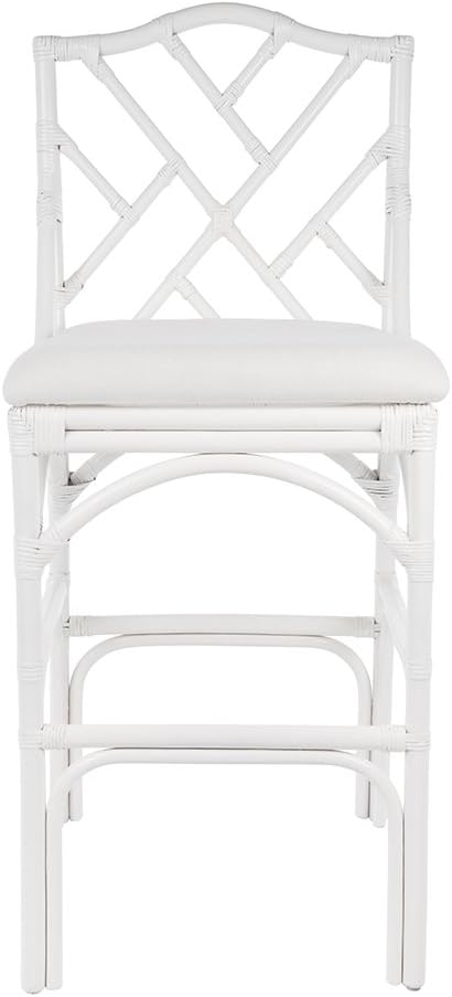 KOUBOO Chippendale Rattan Barstool, White