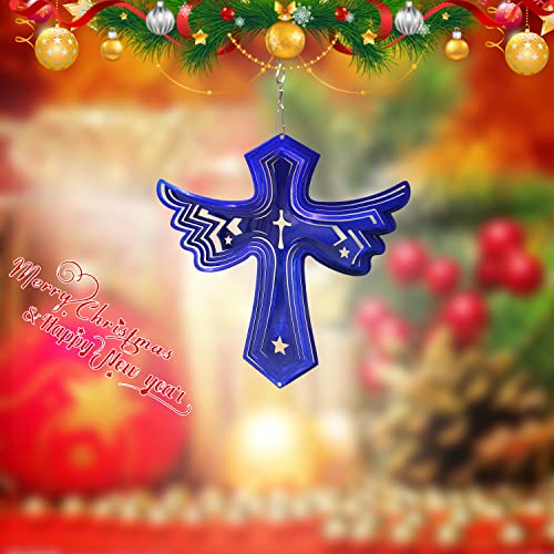 FONMY Stainless Steel Wind Spinner Worth Gift Indoor Outdoor Garden Decoration Crafts Ornaments Metal Art Kinetic Yard Art Decorations 7.5 inch Blue Color Cross Wind Spinners FONMY Stainless Steel Wind Spinner Worth Gift Indoor Outdoor Garden Decoration Crafts Ornaments Metal Art Kinetic Yard Art Decorations 7.5 inch Blue Color Cross Wind Spinners