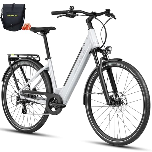 DERUIZ Quartz E Bike,28 Zoll Elektrofahrrad Herren Damen mit Drehmomentsensor & hydraulische Bremsen,48V 13.4Ah Akku, Reichweite bis zu161 KM, 8-Gang-Kettenschaltung, Pedelec Citybike