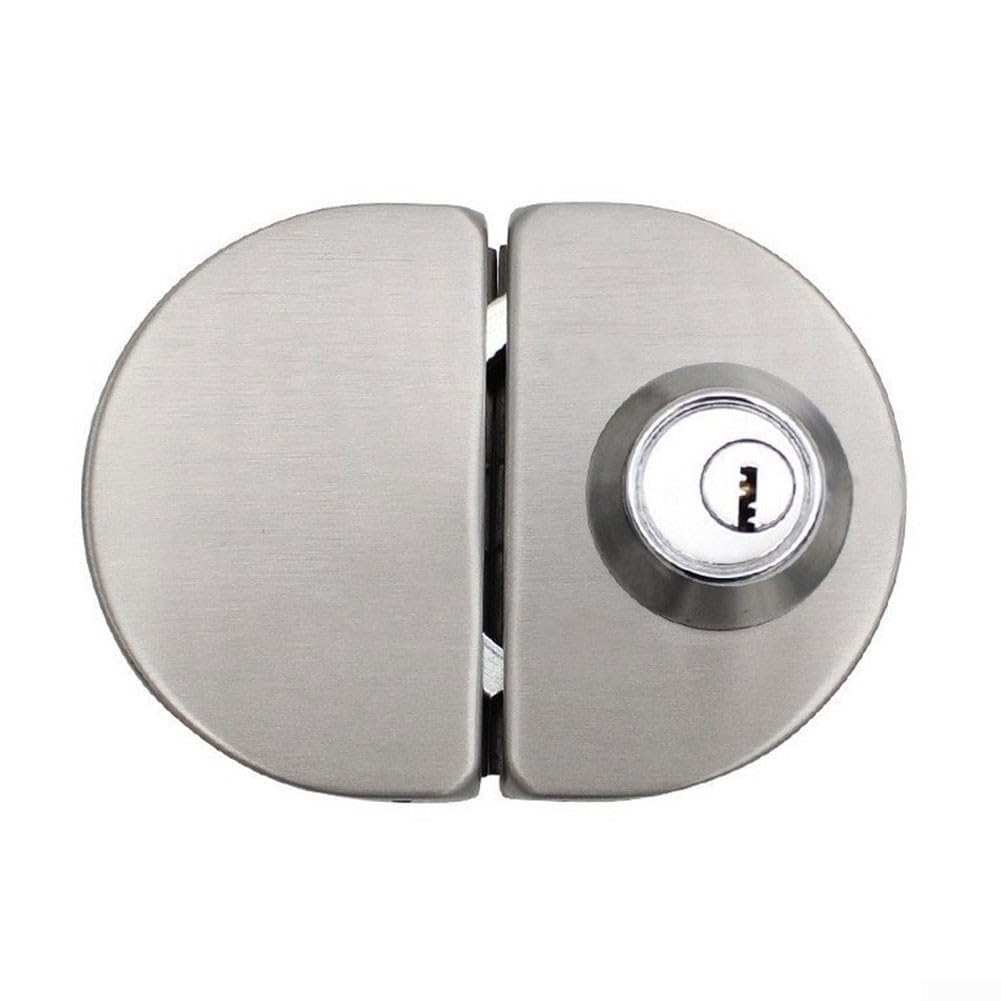 Serrure double face inox pour portes coulissantes en verre à clé et bouton