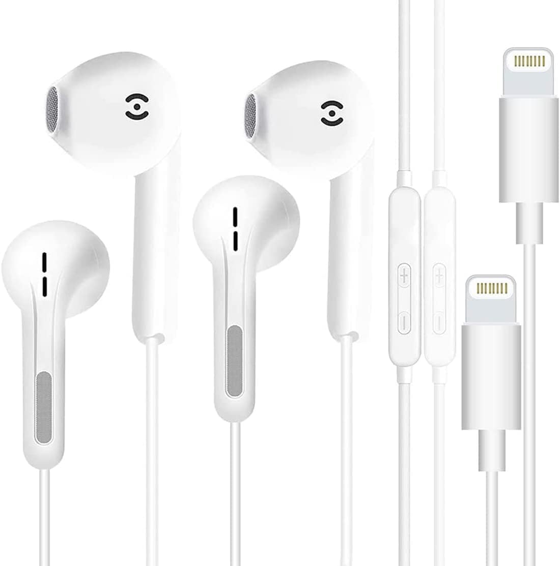 2 Pack Apple Earbuds Wired 【Apple MFi Certified】 iPhone Headphones Wired with Lightning Connector Compatible with iPhone 13/12/11 Pro Max/Xs Max/XR/X/7/8 Plus - Built in Microphone & Volume Control