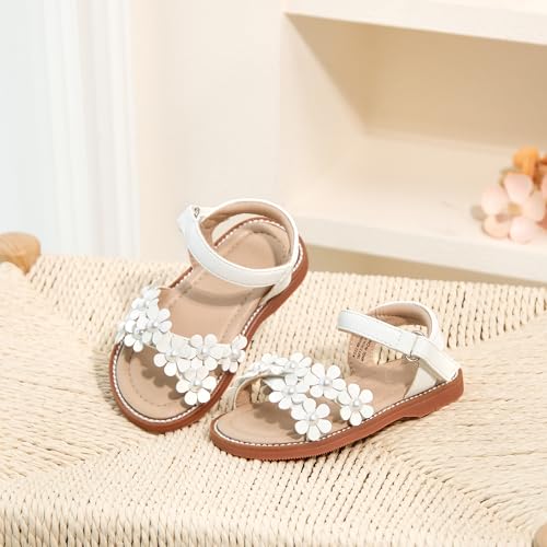 Image of Kolan Toddler Girl Sandals Open Toe Flat Princess Dress Shoes Little Kids