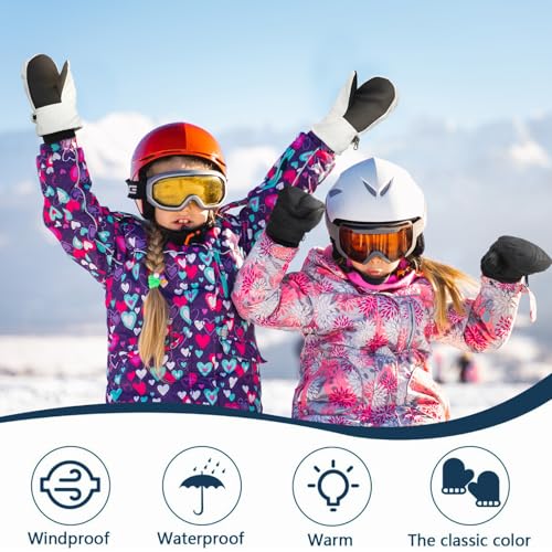 Image of Geyoga 4 Pairs Kids Mittens Waterproof Ski Gloves Boys Girl Warm Snow Winter Mittens for Kids Toddler Outdoor Activities
