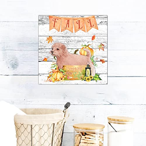 Plaque murale en bois Fall Pumpkins Chow Chow déco vintage 35cm - 7