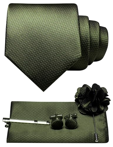 Image of JEMYGINS Mens Tie and Lapel Pin Necktie Pocket Square Cufflinks and Tie Clip Sets for Business Casual 5PCS