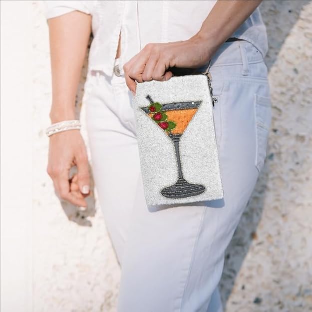 Bamboo Trading Company Cocktails Anyone Club Bag Beaded Phone Crossbody - Image 2