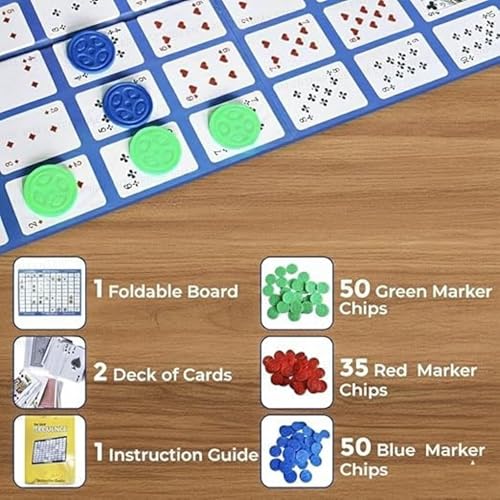 Image of Sequentra Board Game - Classic Strategy Card, Educational Family Fun, Includes Colored Tokens for Kids & Adults 2-6 Players