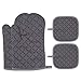 MaoXinTek Guantes de Horno 2Pcs Antideslizante Guantes de Cocina de Silicona Resistentes al Calor + 2Pcs Mantel Individual para Cocinar, Hornear, Microondas Gris