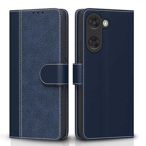 Image of Pikkme Flip Cover for Oneplus Nord CE5 5G | Leather Finish | Wallet Stand and Shock Proof | Complete Protection Flip Case (Blue)