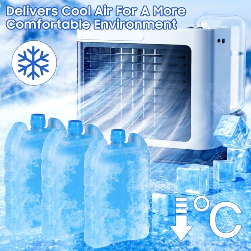 Image of Housoutil Reusable Ice Packs for Cooler, 8pcs Portable Ice Blocks for Portable Air Conditioner Evaporative Cooler, Medium Freezable Packs for Office Bedroom Living Room Lunchbox and Camping