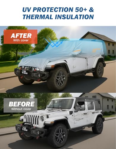 Image of JOYTUTUS Wrangler Half Covers 4 Door Sunshade for Wrangler JK JL 4 Doors 2007-2026, All-Weather Protection, UV50+ Windproof Car Half Cover