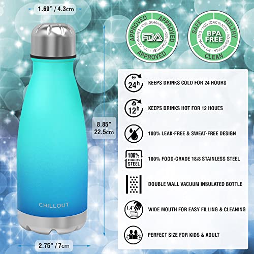 Image of CHILLOUT LIFE 12oz Kids Insulated Stainless Steel Water Bottle, Leak Proof