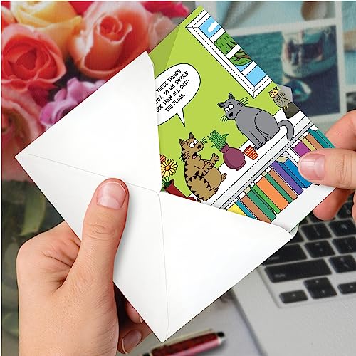 NobleWorks - 1 Funny Animal Card for Birthdays - Pet Cat and Dog Humor, Birthday Notecard with Envelope - Cat Spark Joy C7297BDG - Thumbnail 4