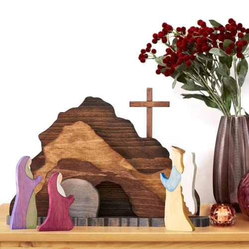 Easter Wooden Decoration - Home Table Jesus Nativity Scene Decorations, Spring Christian Home Figurine Ornament