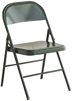Silla plegable verde militar con cojín, silla apilable con marco de metal para uso en interiores y exteriores, perfecta para asientos de oficina, cocina y restaurante