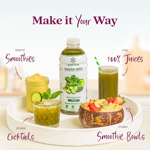 Image of Smartfruit Harvest Greens + Detox - 100% Real Fruit Puree with Kiwi, Cucumber, Kale, Spinach, Lemongrass, Apple & Banana - Great for Smoothies, Juice, Yogurt, Cocktails, Teas & More - 2-Pk, 48oz Each