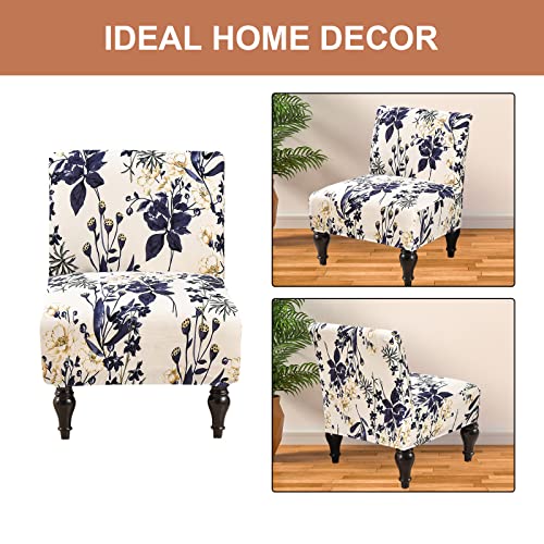 Image of Eco-Ancheng Armless Chair Slipcover Removable Armless Accent Chairs Covers Washable Armless Slipper Chair Slipcover Printed Armless Chair Furniture Protector Covers for Living Dining Room Hotel